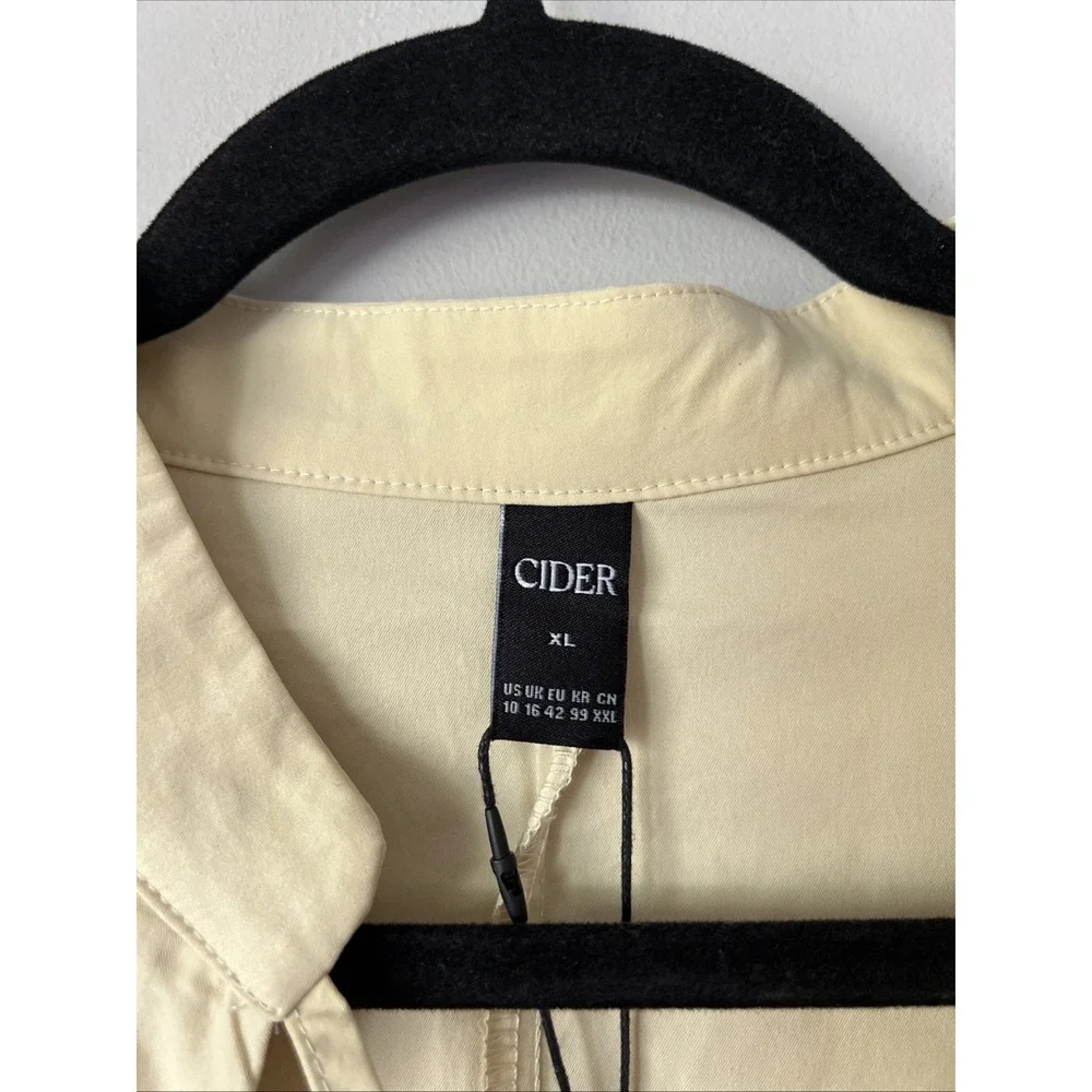 Cider STAND COLLAR TIE-NECK SHORT SLEEVE DRAPED POCKET FLARED MAXI DRESS XL 10